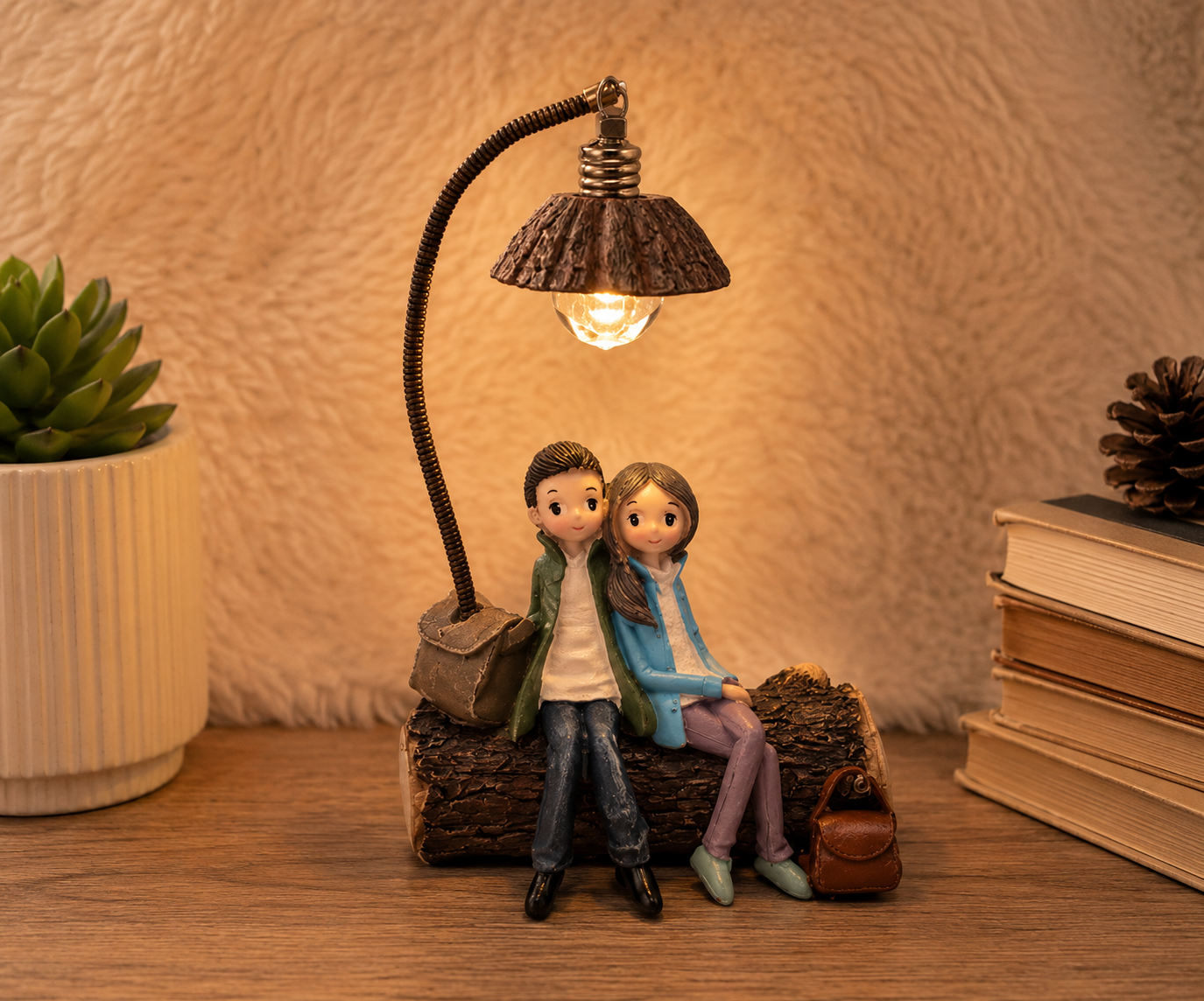Couple Character Ornaments With LED Light -02